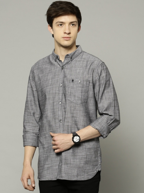 

French Connection Men Grey Slim Fit Solid Casual Shirt