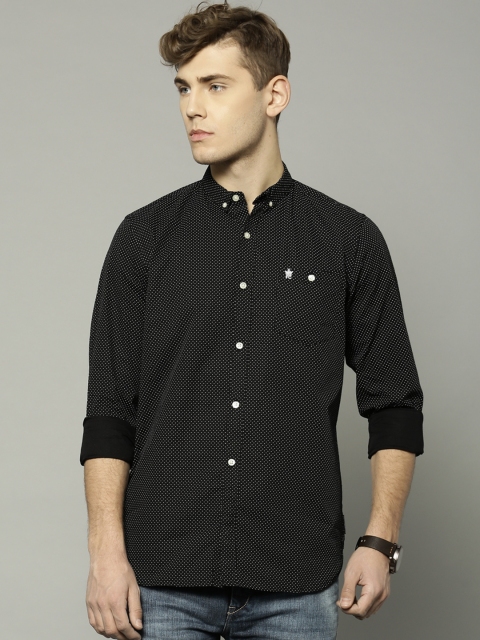 

French Connection Men Black Slim Fit Printed Casual Shirt