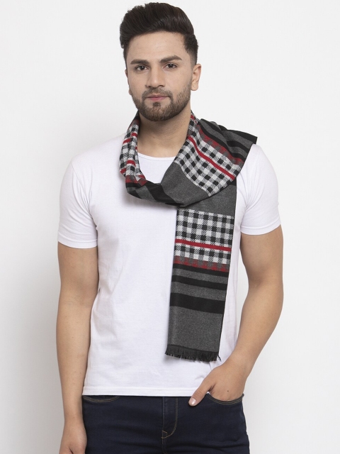 

MAXENCE Unisex Grey Geometric Muffler