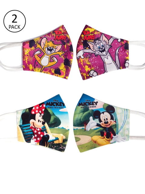 

YK Unisex Kids Pack Of 2 4-Ply Reusable Anti-Pollution Cloth Masks, Purple