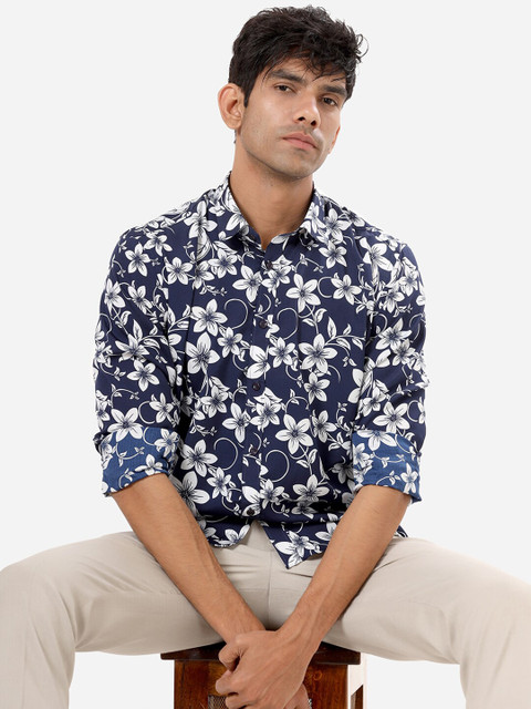 

Tistabene Men Blue Comfort Floral Printed Party Shirt