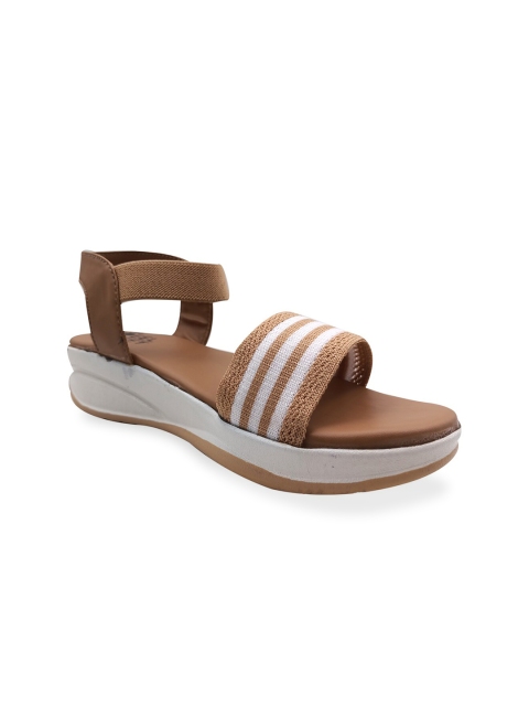 

FEEL FEET Women Peach-Coloured & White Open Toe Flats