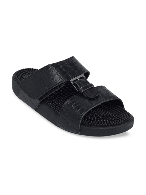 

Kenkoh Men Black Open Toe Flats with Buckles