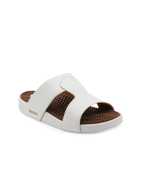 

Kenkoh Men White Open Toe Flats with Tassels