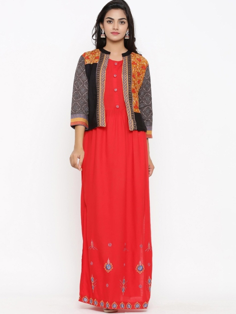 

Tistabene Women Black & Red Ethnic Motifs Embroidered Kurta