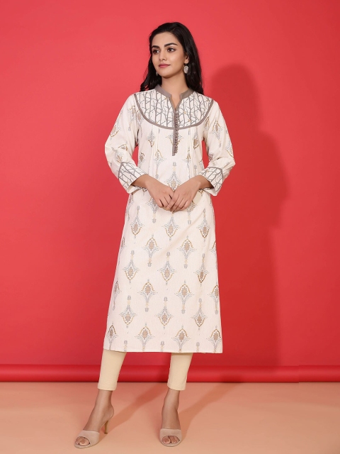 

Tistabene Women Beige & Grey Ethnic Motifs Printed Kurta