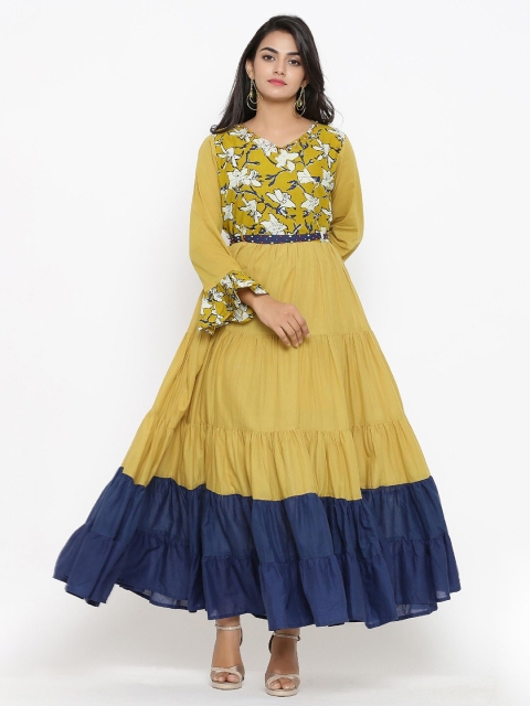 

Tistabene Women Green & Navy Blue Floral Printed Kurta