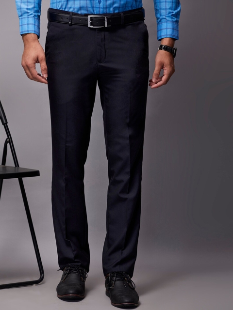 

Oxemberg Men Navy Blue Slim Fit Trousers