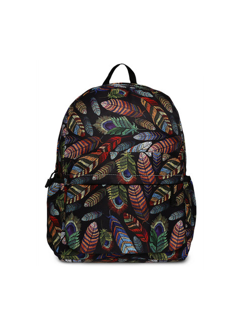 

SATCHEL Women Black & Green Printed Backpack