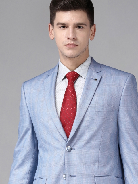 

Van Heusen Men Blue Checked Single-Breasted Formal Blazer