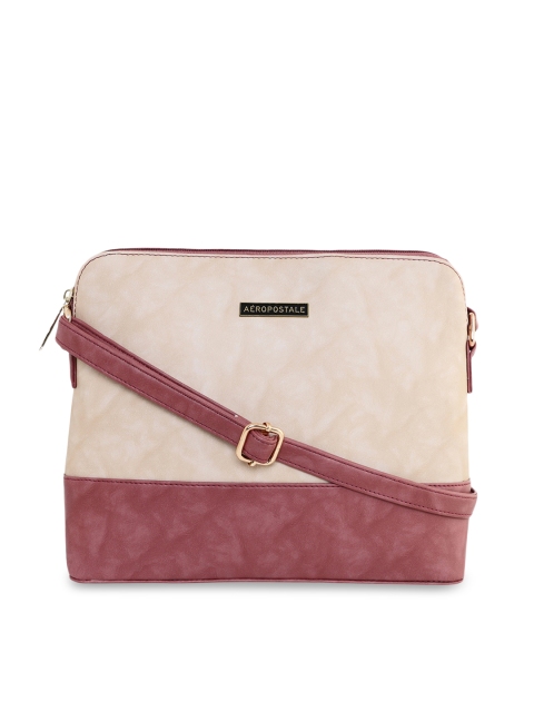 

Aeropostale Pink Colourblocked Structured Sling Bag with Tasselled