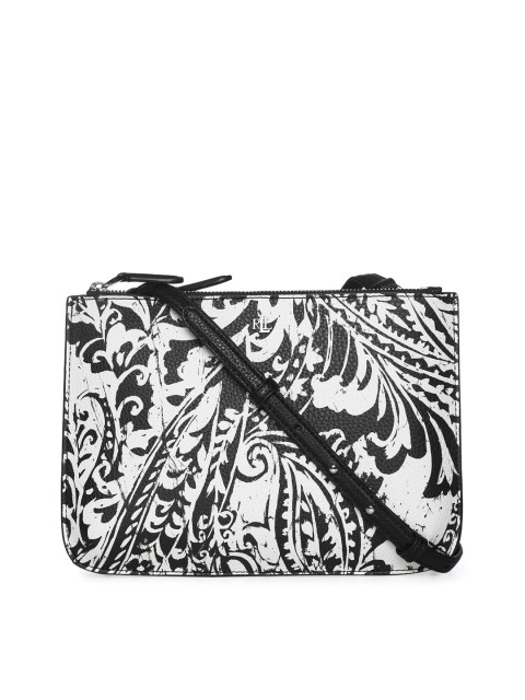 

Polo Ralph Lauren White Ethnic Motifs Printed Leather Bucket Sling Bag