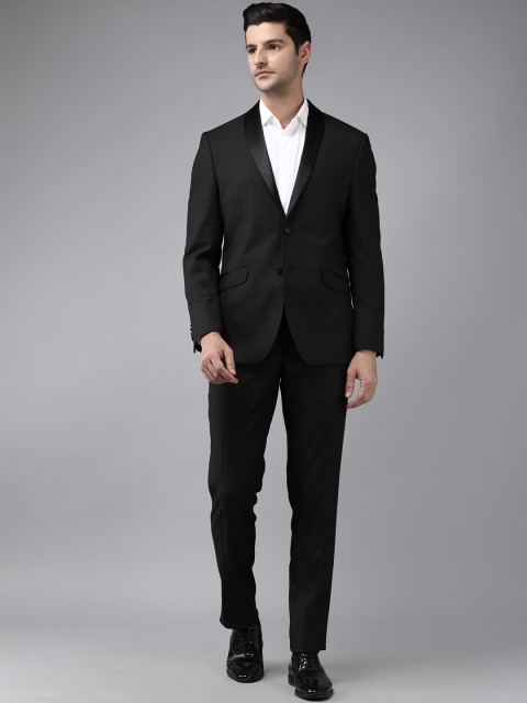 

Van Heusen Men Black Self-designed Single-Breasted Slim-Fit Formal Suit