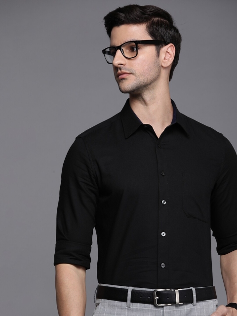 

Louis Philippe Men Black Solid Slim Fit Pure Cotton Formal Shirt