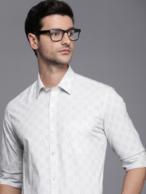 

Louis Philippe Men White Slim Fit Checked Formal Shirt