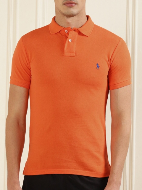 

Polo Ralph Lauren Men Orange Polo Collar Pure Cotton T-shirt