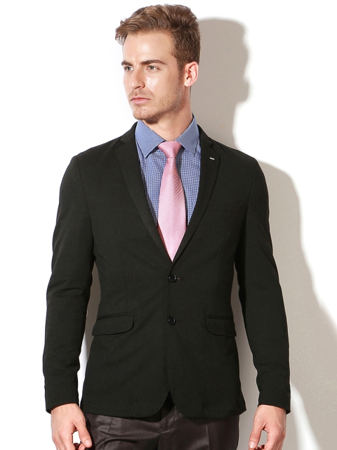 

V Dot by Van Heusen Black Single Breasted Blazer