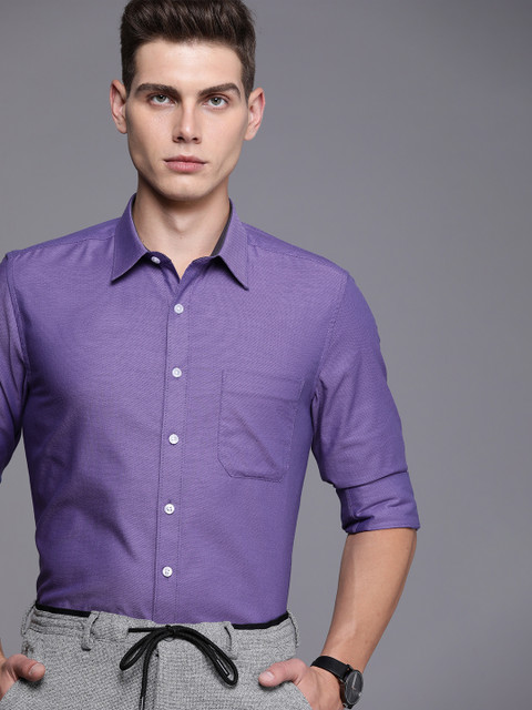 

Louis Philippe Men Lavender Micro Ditsy Printed Slim Fit Formal Shirt