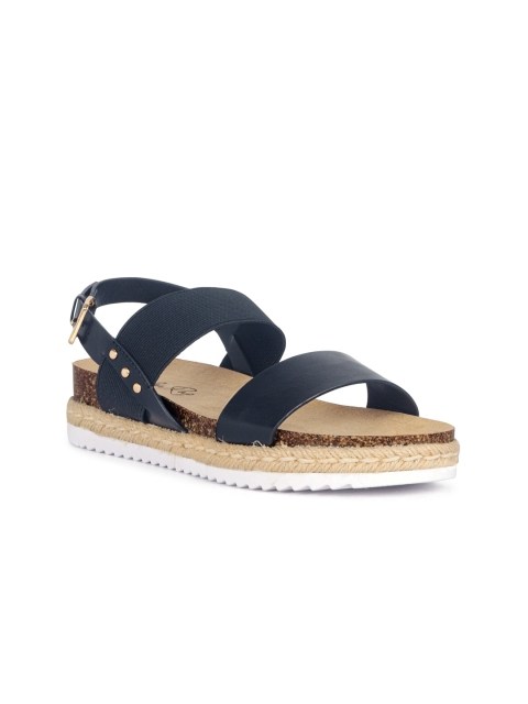 

London Rag Black Flatform Sandals with Buckles