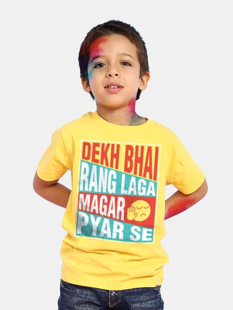 

BONKIDS Boys Yellow Printed T-shirt