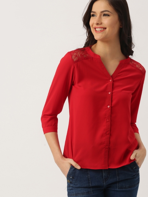 

DressBerry Women Red Shirt-Style Top