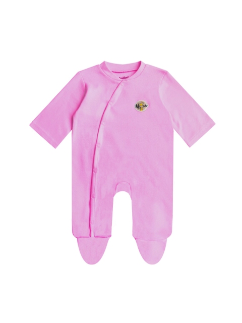

milou Infant Kids Pink Solid Pure Cotton Sleepsuit