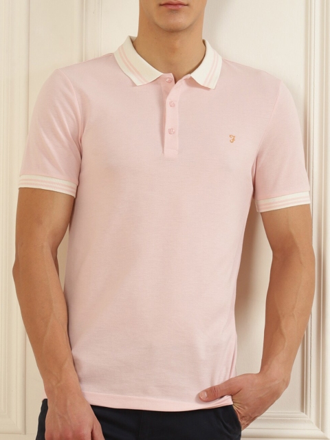 

Farah Men Pink Polo Collar Organic Cotton T-shirt