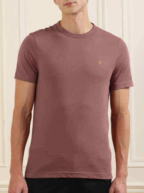 

Farah Men Red High Neck Drop-Shoulder Sleeves T-shirt
