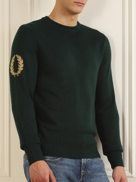 

Fred Perry Men Green & Beige Printed Pullover
