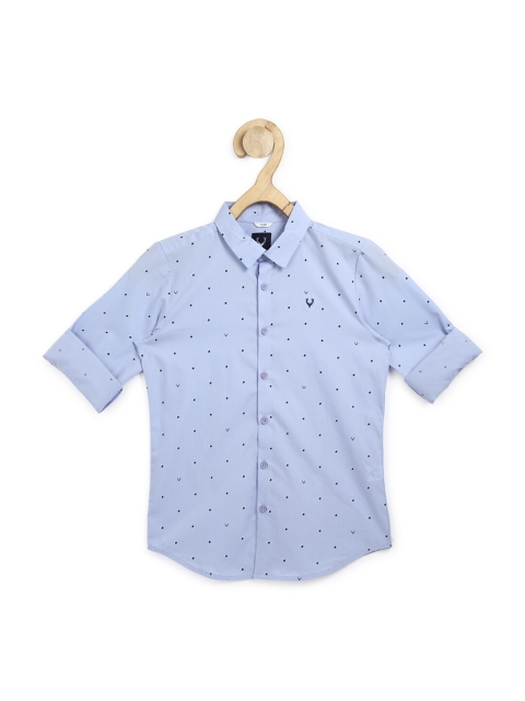 

Allen Solly Junior Boys Blue Slim Fit Printed Pure Cotton Casual Shirt