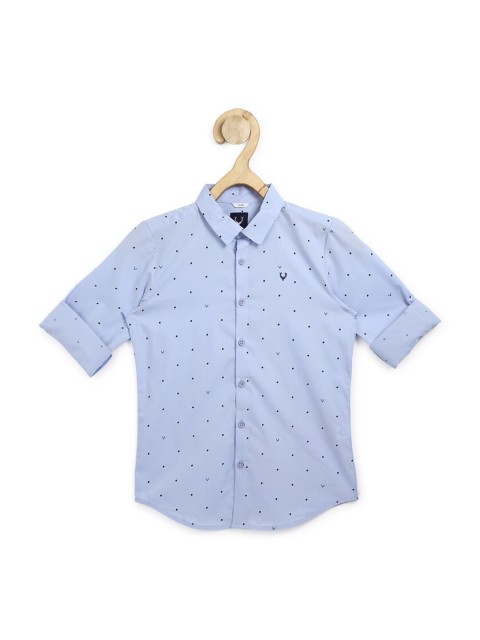 

Allen Solly Junior Boys Blue Slim Fit Printed Pure Cotton Casual Shirt