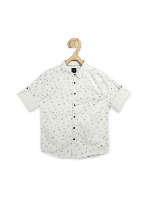 

Allen Solly Junior Boys White Slim Fit Printed Pure Cotton Casual Shirt