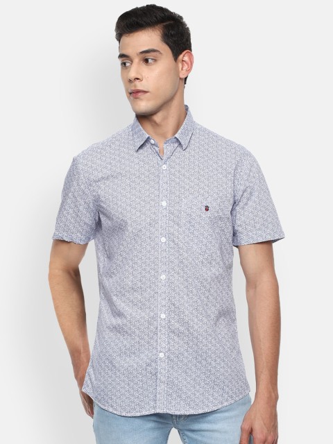 

Louis Philippe Sport Men Blue & White Slim Fit Printed Pure Cotton Casual Shirt