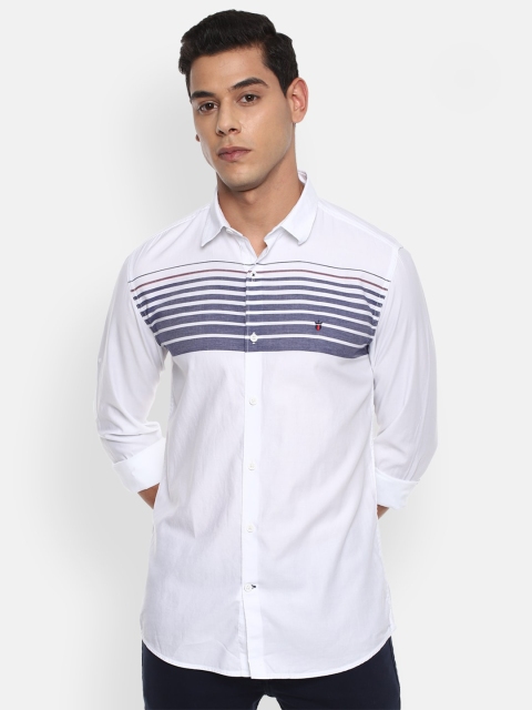 

Louis Philippe Sport Men White Slim Fit Striped Pure Cotton Casual Shirt