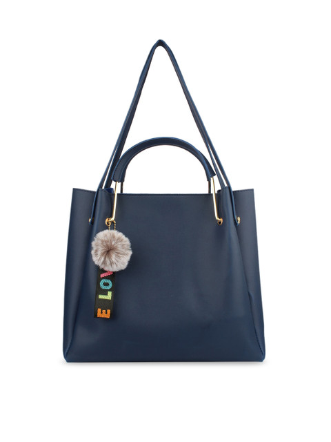 

MAMMON Blue PU Shopper Handheld Bag, Navy blue