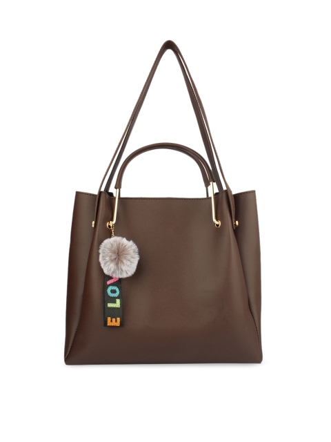 

MAMMON Brown PU Shopper Handheld Bag
