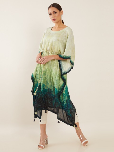 

Soch Green Digital Printed A-Line Kaftan Dress