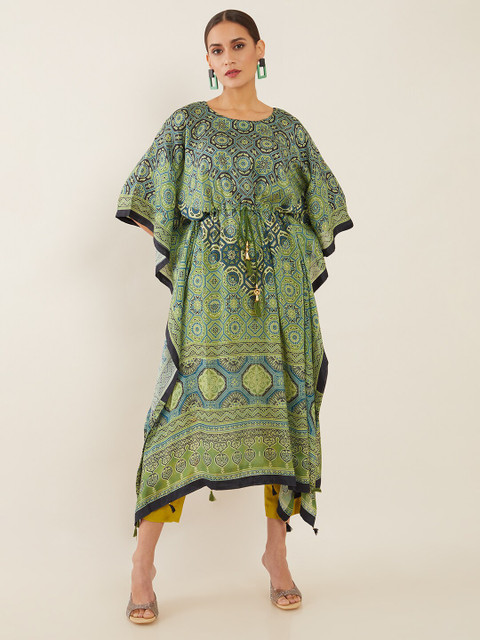 

Soch Green Ethnic Motifs Kaftan Midi Dress