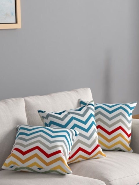 

URBAN SPACE Set of 3 Multi-Coloured Printed Square Pre Filled Cushions