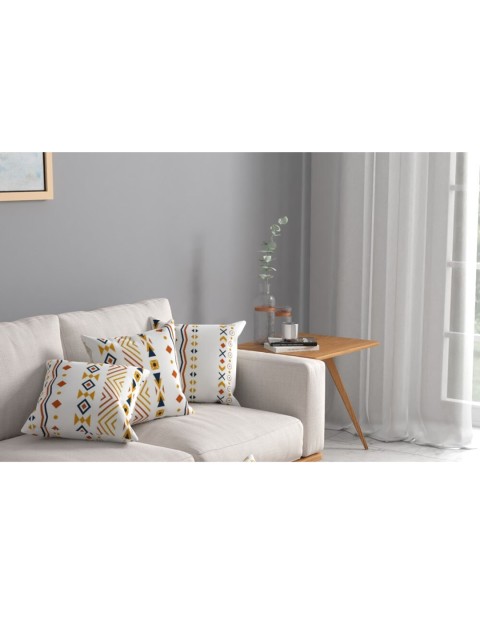 

URBAN SPACE Set of 3 Orange & White Printed Square Pre Filled Cushions