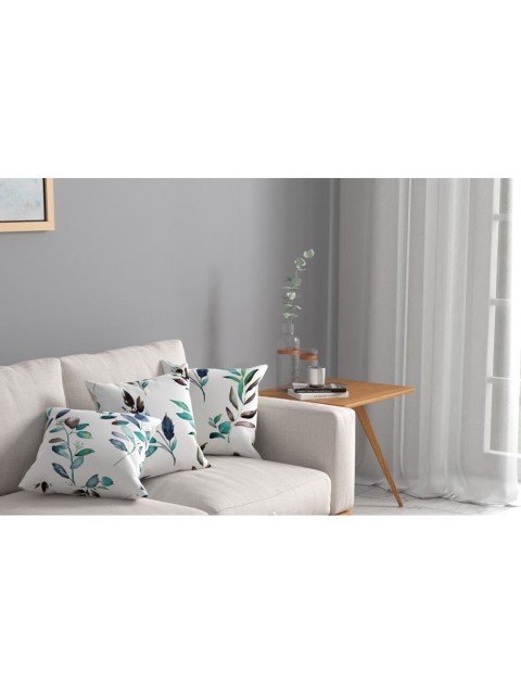 

URBAN SPACE Set Of 3 White & Blue Printed Square Pre Filled Cushions