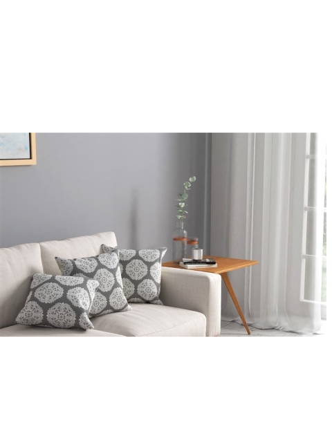 

URBAN SPACE Set Of 3 Grey Printed Square Pre Filled Cushions