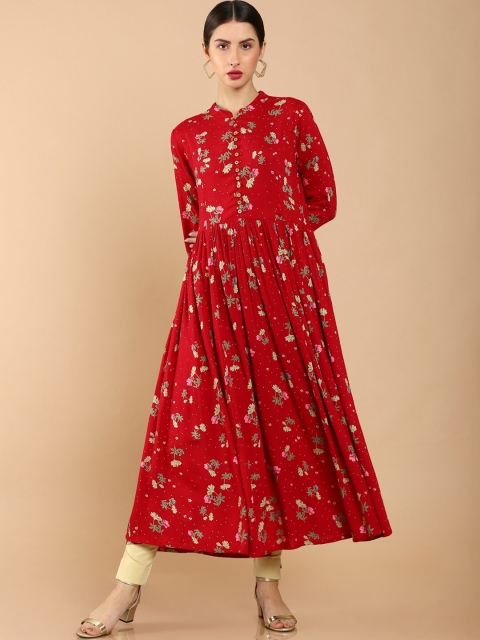 

Soch Women Red & Yellow Floral Printed Anarkali Kurta