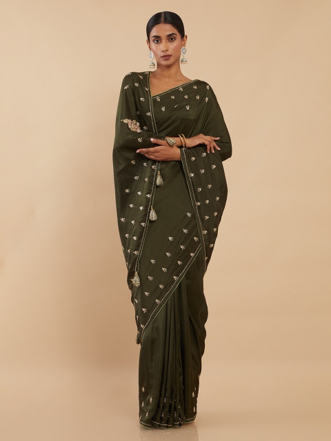 

Soch Green Silk Blend Embellished Saree