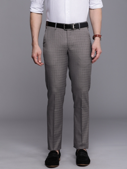 

Louis Philippe Men Grey Solid Slim Fit Wrinkle Free Formal Trousers