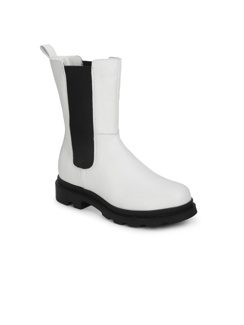 

Truffle Collection White Colourblocked PU Platform Heeled Boots