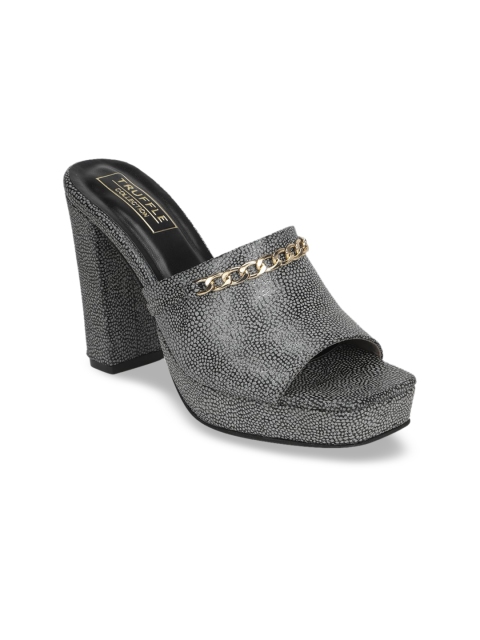 

Truffle Collection Black & Grey Printed Block Sandals