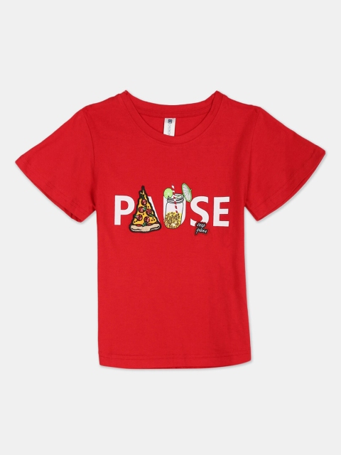 

Cherokee Girls Red Typography Printed T-shirt