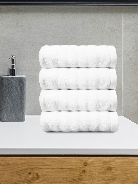 

Trident Set of 4 White Solid Cotton Hand Towels