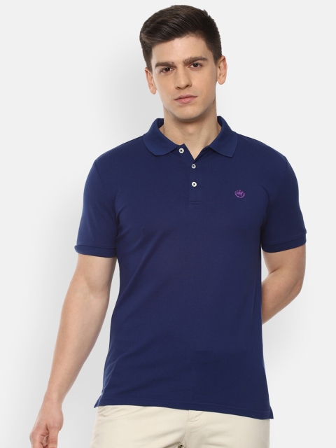 

Luxure by Louis Philippe Men Blue Polo Collar Slim Fit T-shirt
